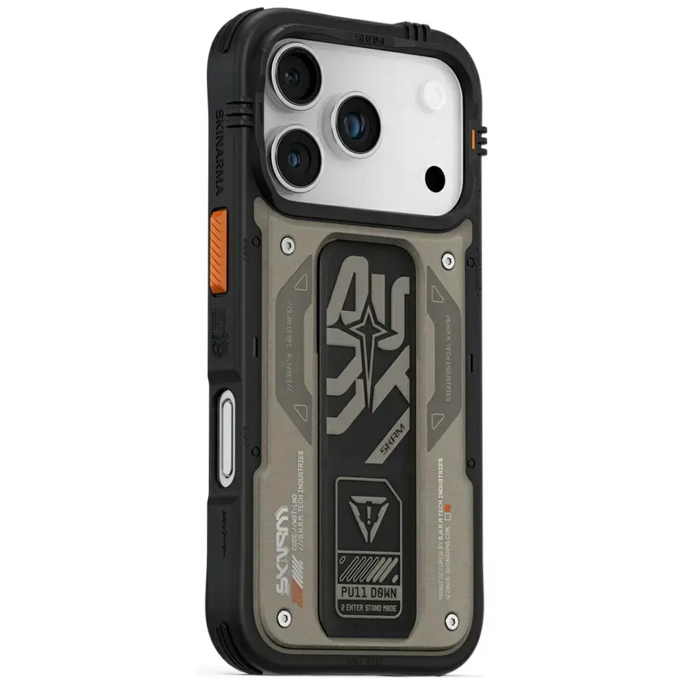 Etui Skinarma Aegis do iPhone 17 Pro      Magnetic Charging + Grip Stand szary