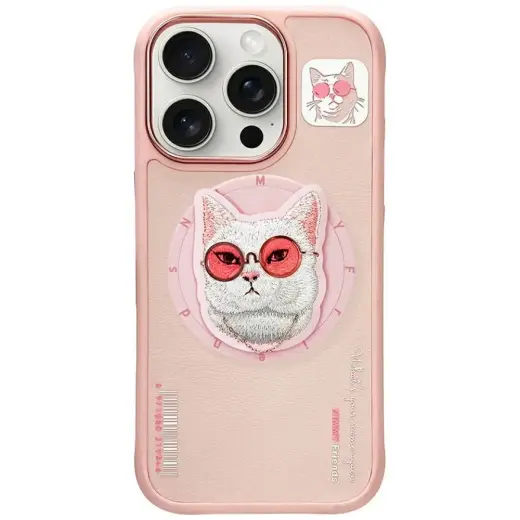 Etui Nimmy Glasses Cool Cat MagSafe do    iPhone 16 Pro Max różowy