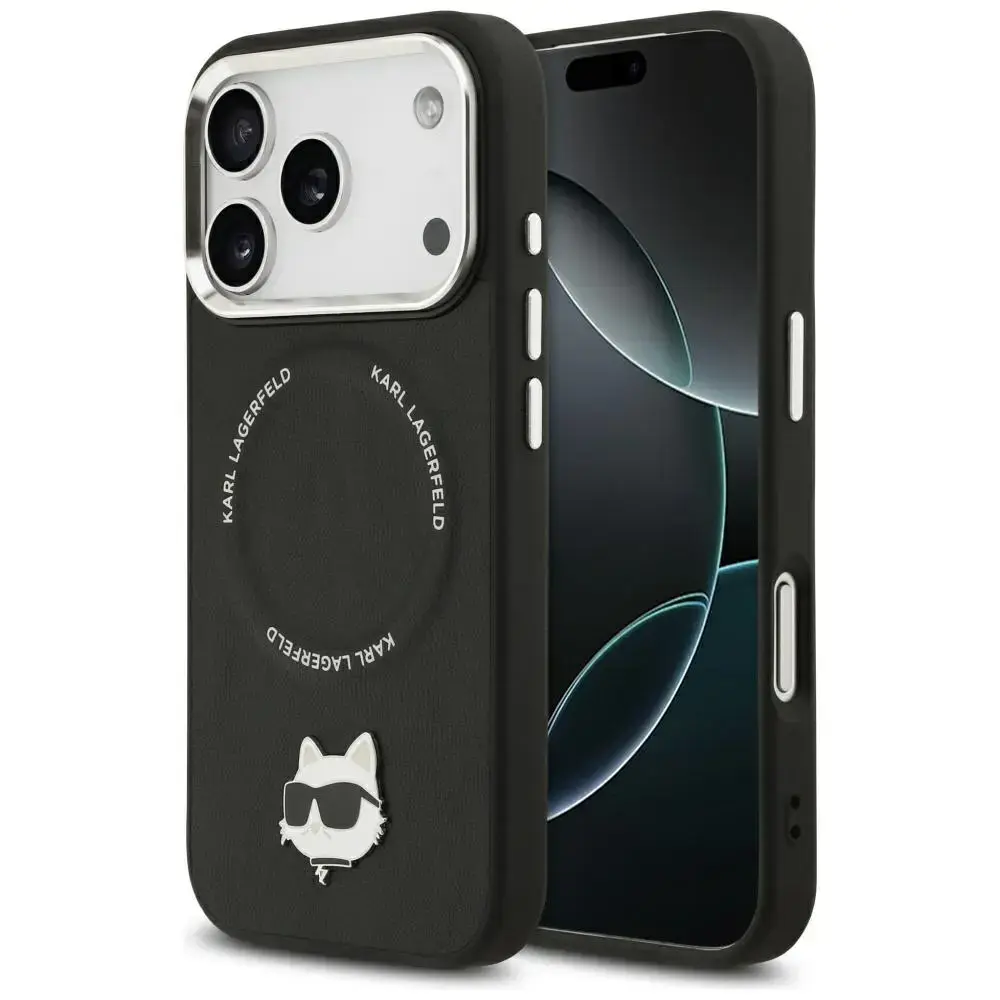 Karl Lagerfeld Choupette Pin MagSafe Case for iPhone 17 Pro Black