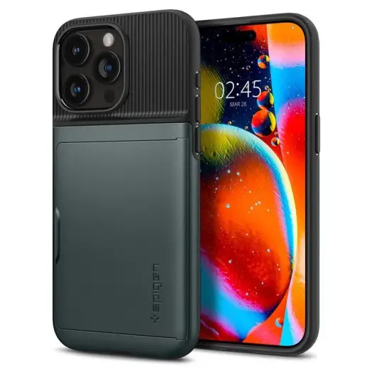 Spigen Slim Armor CS чехол для телефона iPhone 15 Pro Max зелёный