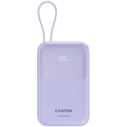 CANYON power bank OnPower 101 built-in cable 10000 mAh PD22.5W Purple