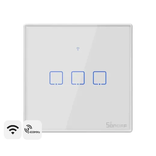 Išmanusis Wi-Fi sieninis jungiklis Sonoff TX T2EU3C su RF valdymu