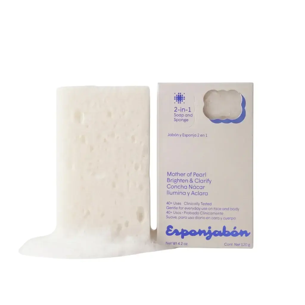 Esponjabon, Mother Of Pearl, Brightening, Soap & Sponge 2-In-1, For Face, 120 g