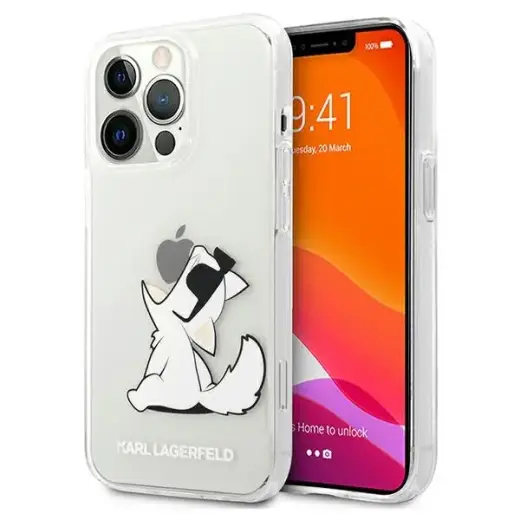 KLHCP13XCFNRC Karl Lagerfeld PC|TPU Choupette Eat Case for iPhone 13 Pro Max Transparent