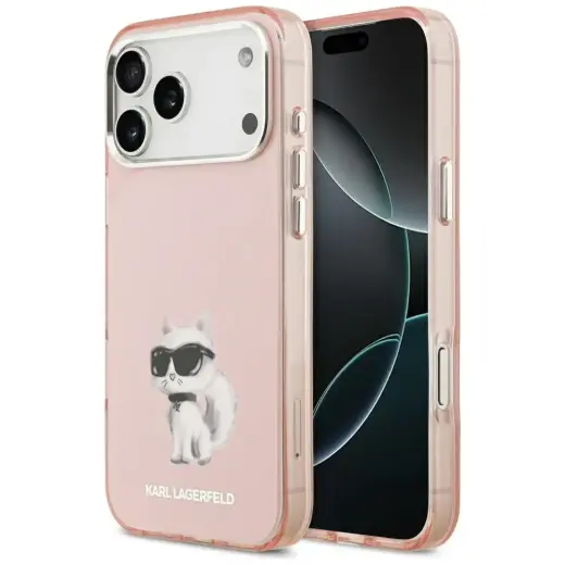 Karl Lagerfeld IML Aquarelle Choupette & Logo MagSafe Case for iPhone 17 Pro Pink