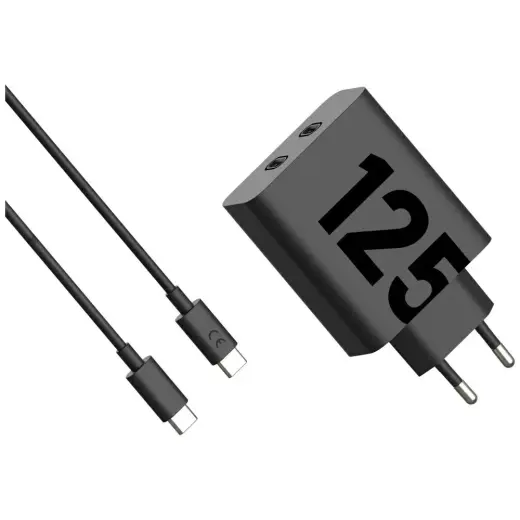 Motorola TurboPower tīkla lādētājs | 125W | GaN | USB-C | ar USB-C uz USB-C vadu komplektā | melns