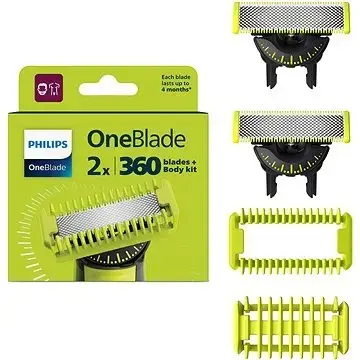 Authentic OneBlade 360 Replacement Blades for Face/Body Kit, for OneBlade Electric Shaver and Trimmer, Model QP624/50