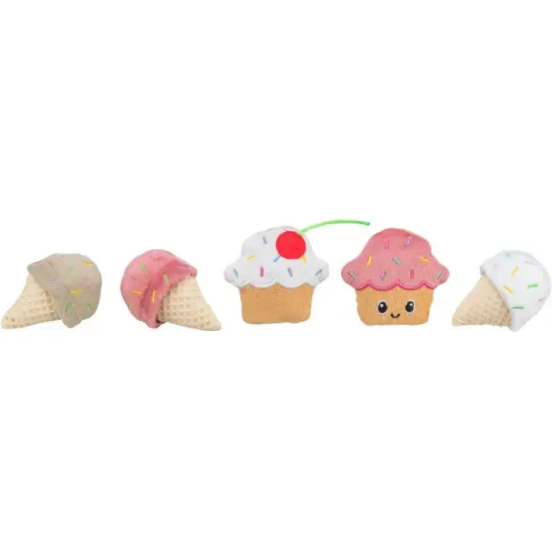 Rotaļlieta kaķiem - Trixie Ice cream and cupcake, plush, catnip, 7 cm, (36 gab.)