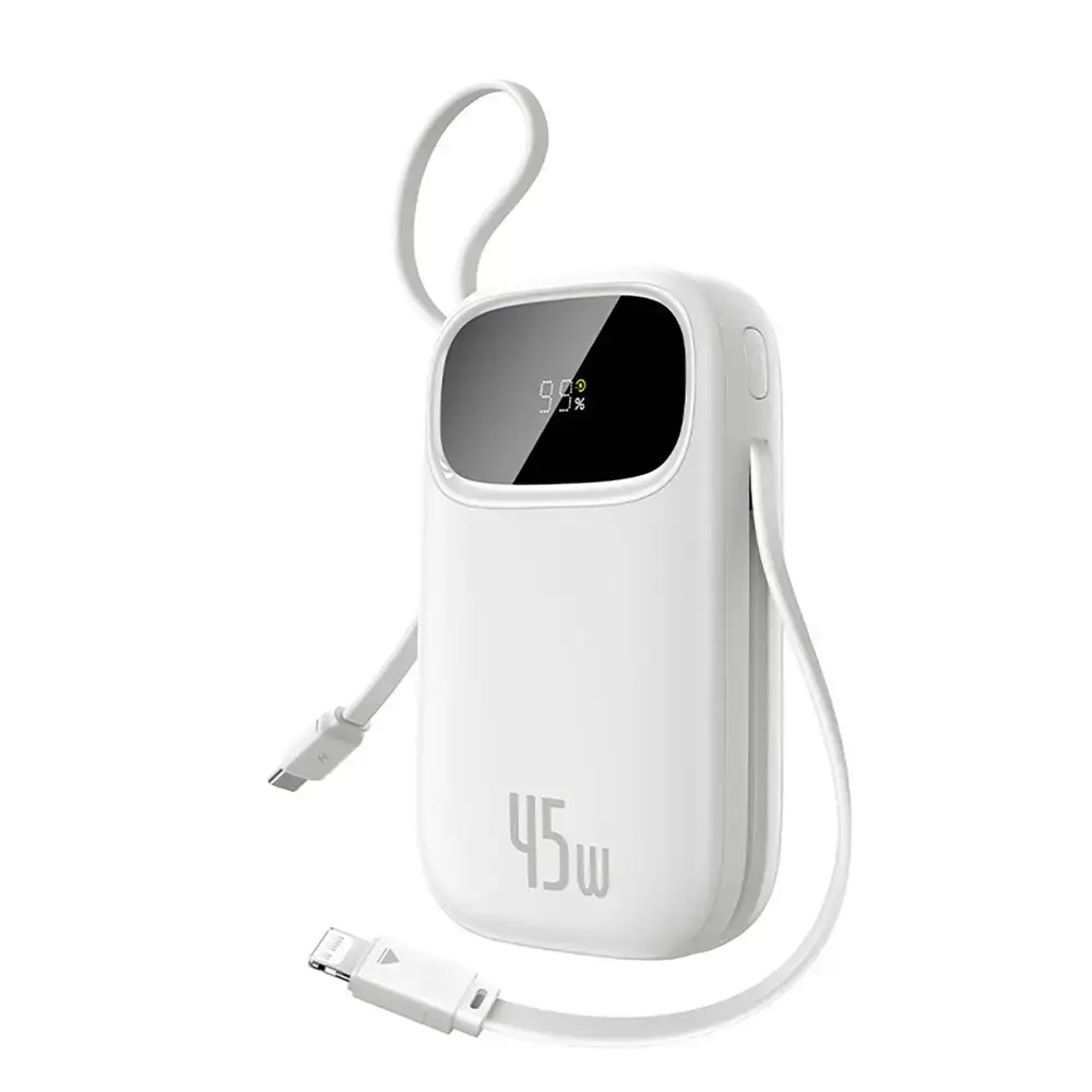Baseus EnerFill FC31 ārējais akumulators (powerbank) | 20 000 mAh | 45W | USB-C, Lightning | LED ekrāns | balts