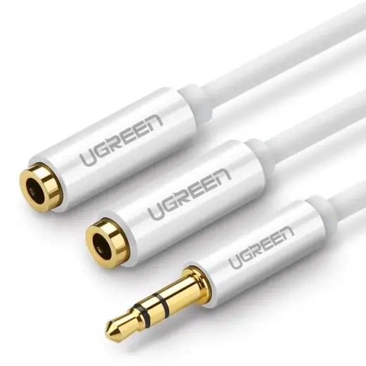 UGREEN AV123 AUX Audio splitter with jack 3,5 mm cable, 20cm (white)