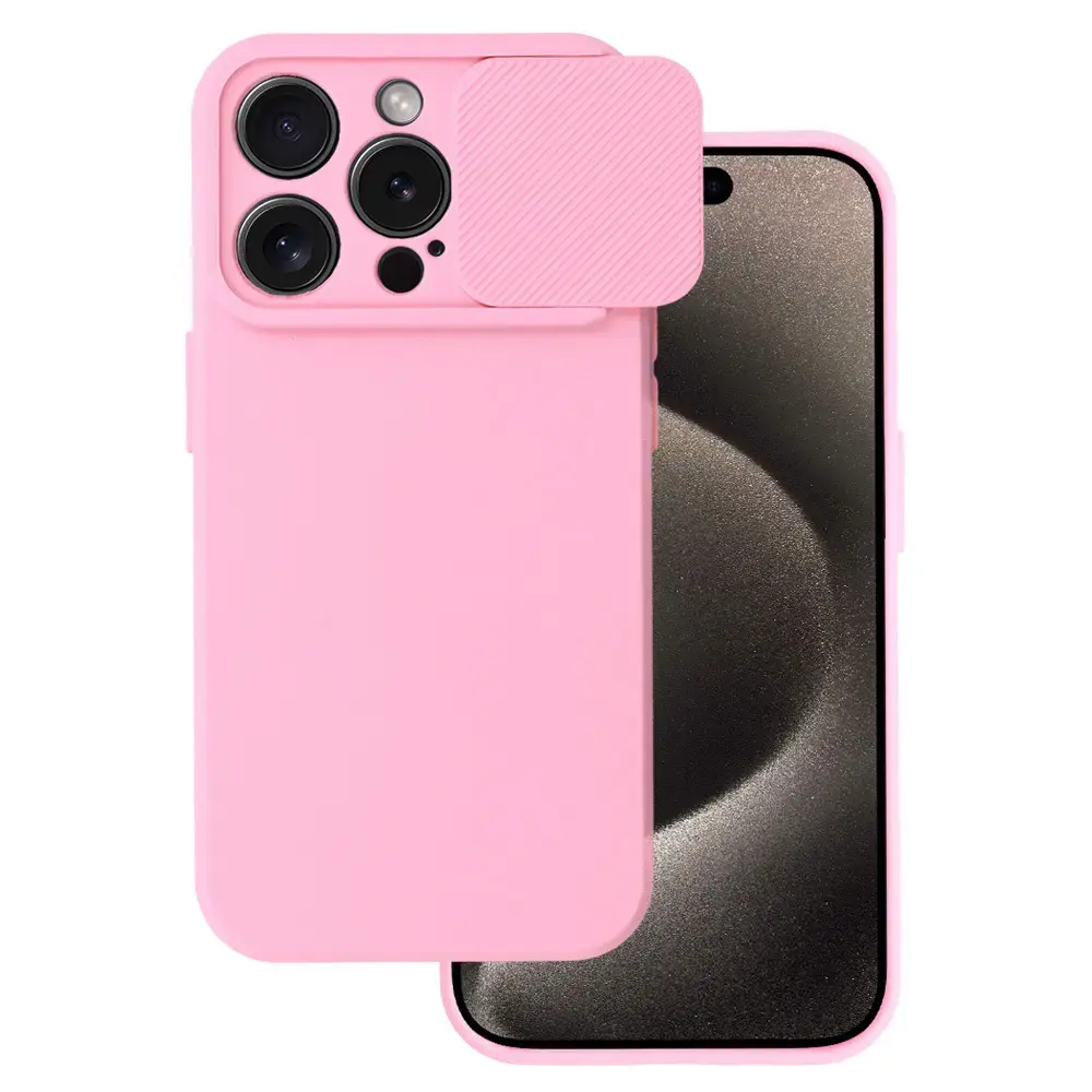 Camshield Soft maciņš telefonam iPhone 15 Pro rozā (ar kameras aizsargu)