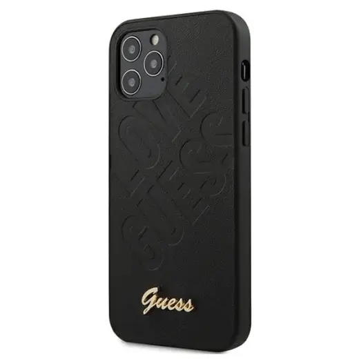 Guess GUHCP12LPUILGBK iPhone 12 Pro Max 6,7" czarny|black hardcase Iridescent Love Script Gold Logo