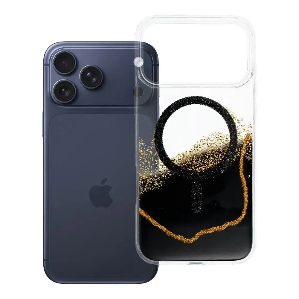 Golden maciņš ar MagSafe atbalstu telefonam iPhone 17 Pro Max | iPhone 18 Pro Max melns