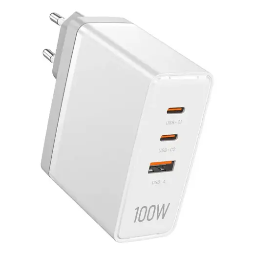 Vention FEGW0-EU tīkla lādētājs | 100W | GaN | USB-C, USB-A | balts
