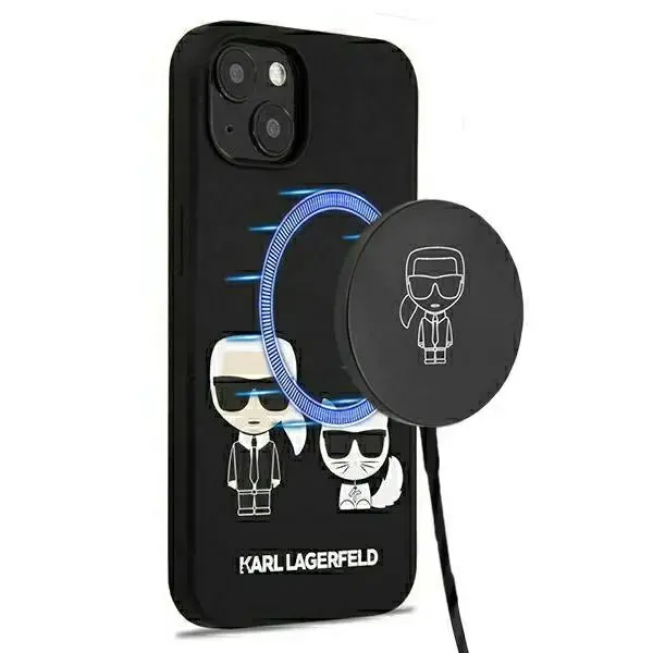Karl Lagerfeld KLHMP13MSSKCK iPhone 13 6,1" hardcase czarny|black Silicone Karl & Choupette Magsafe