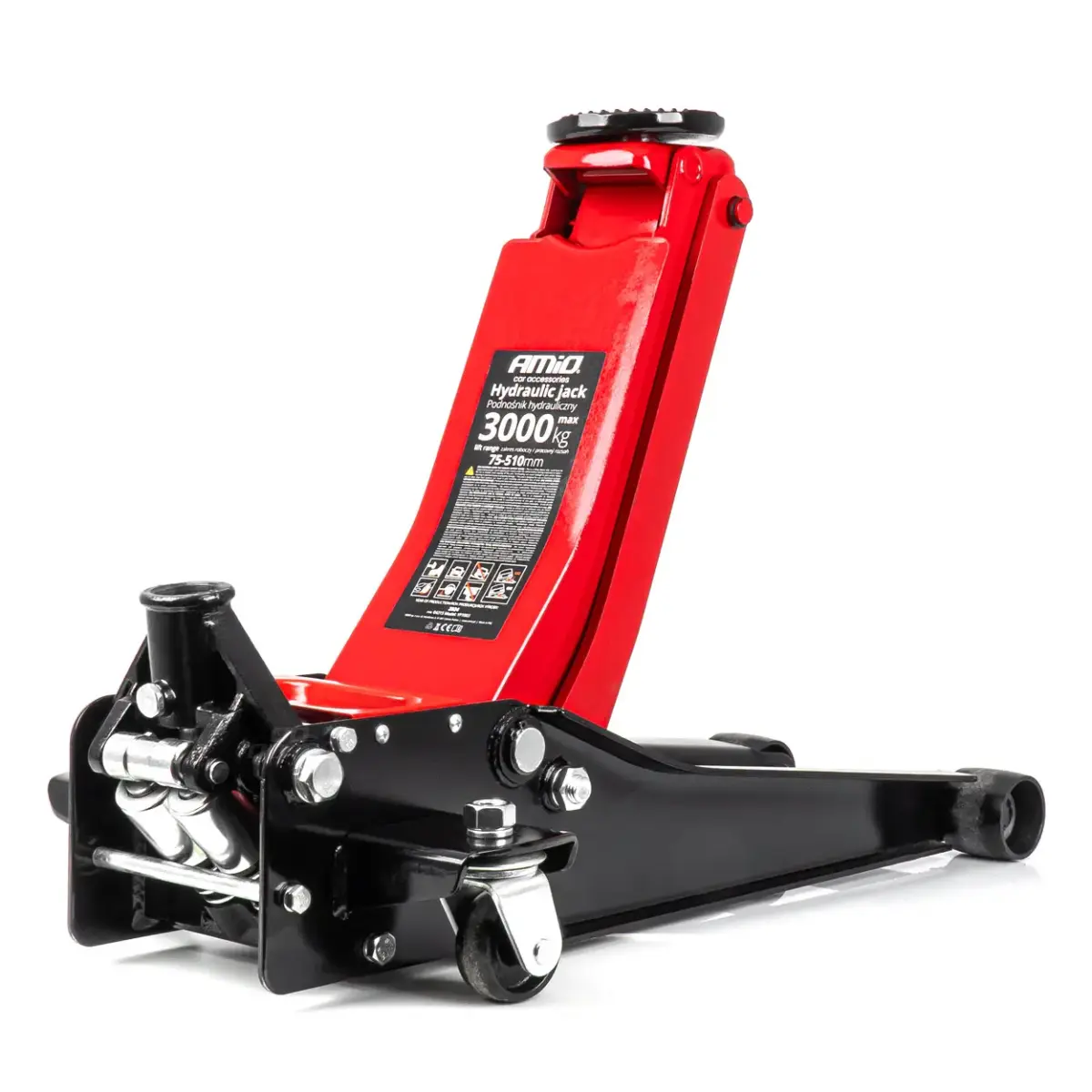 Low profile hydraulic jack 3T CE 75/510mm AMIO-04215