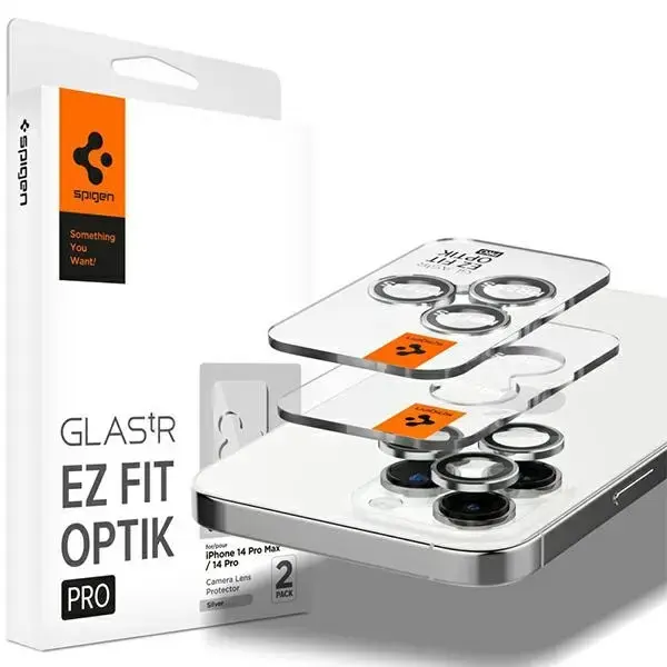 Spigen Optik.Tr Camera iPhone 14 Pro/14 Pro Max EZ FIT Lens 2szt./2pcs srebrny/silver AGL05599