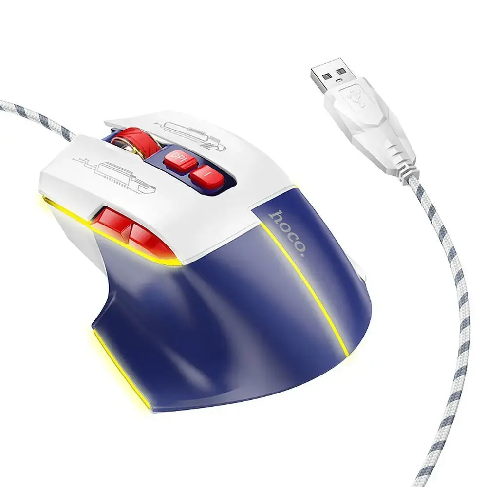 Wire gaming mouse Hoco USB A 3600 dpi GM31 white blue