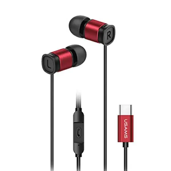 USAMS Słuchawki stereo EP-46 USB-C czerwony|red 1,2m HSEP4604