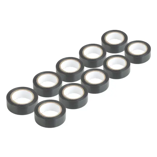 Black PVC electrical tapes set 10 pcs 19mm x 10m x 0.13mm AMIO-04845