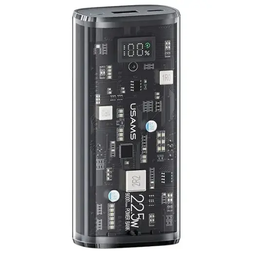 USAMS 10KCD18901(US-CD189) ārējais akumulators (powerbank) | 9000 mAh | 20W | USB-C, USB-A | melns
