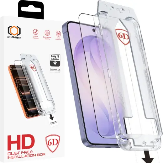 Tel Protect Dust-Free Easy Fit Full Glue 6D Tempered Glass for Samsung Galaxy S26 black (with fingerprint unlock)
