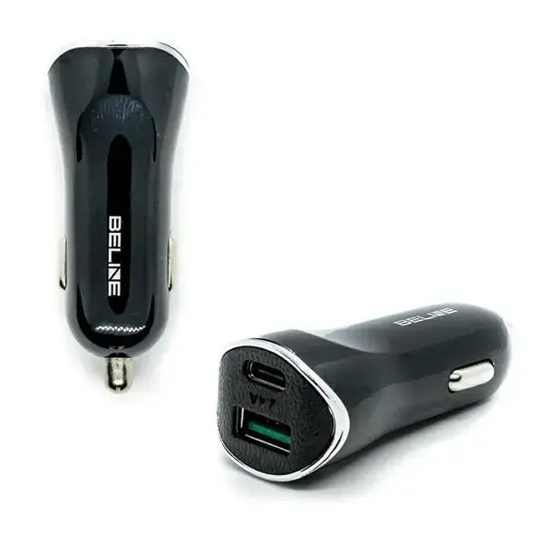 BELINE automašīnas lādētājs | 30W | PD | USB-A, USB-C | melns