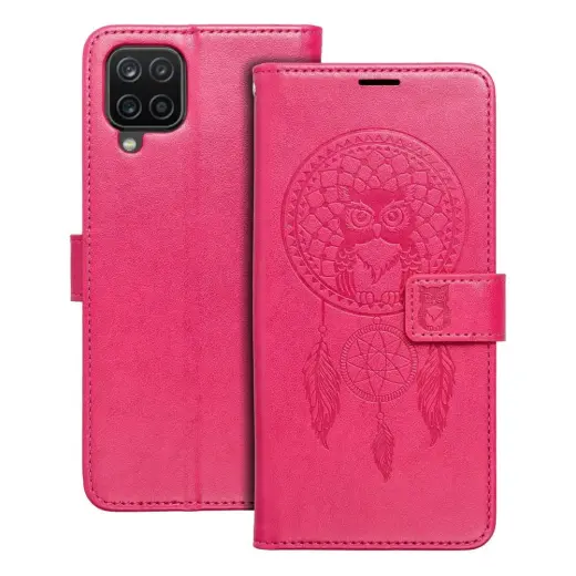 MEZZO dreamcatcher knyginio tipo telefono dėklas Samsung Galaxy A12 (A125) | M12 (M127) violetinis