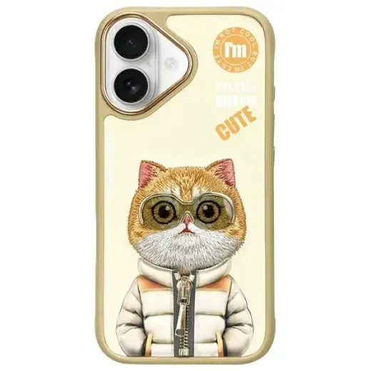 Nimmy Glasses Cool Cat phone case for iPhone 16 gray