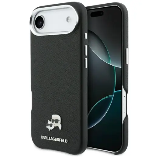 Karl Lagerfeld Karl & Choupette Head Pins Saffiano чехол с поддержкой MagSafe для телефона iPhone 17 Air черный