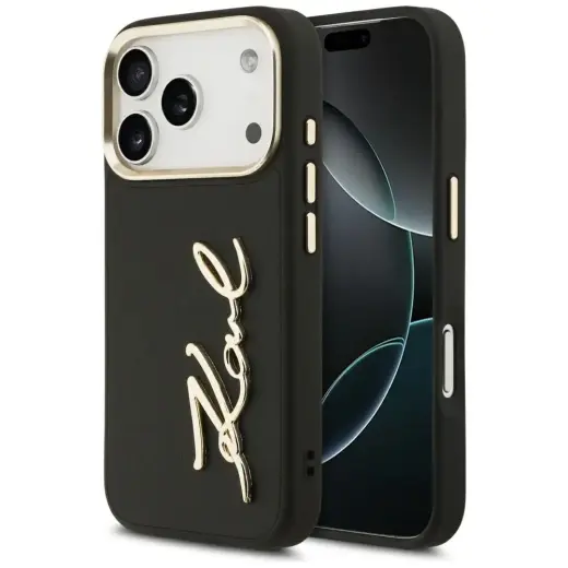 Karl Lagerfeld Karl Script Logo telefoniümbris iPhone 17 Pro jaoks, must