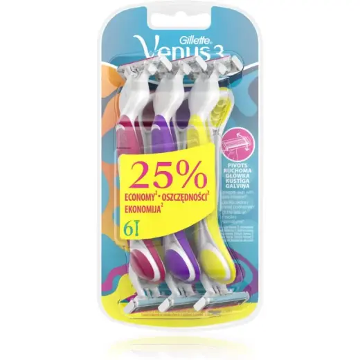 Gillette Venus 3 Plus Disposable Razors 6 Pieces.
