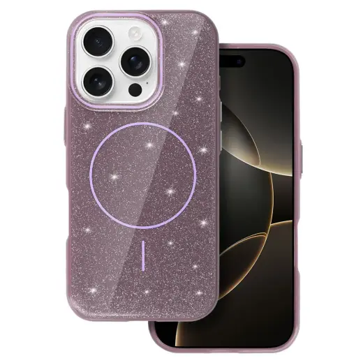 Slim Shiny telefoni ümbris MagSafe toega iPhone 16 Pro lilla