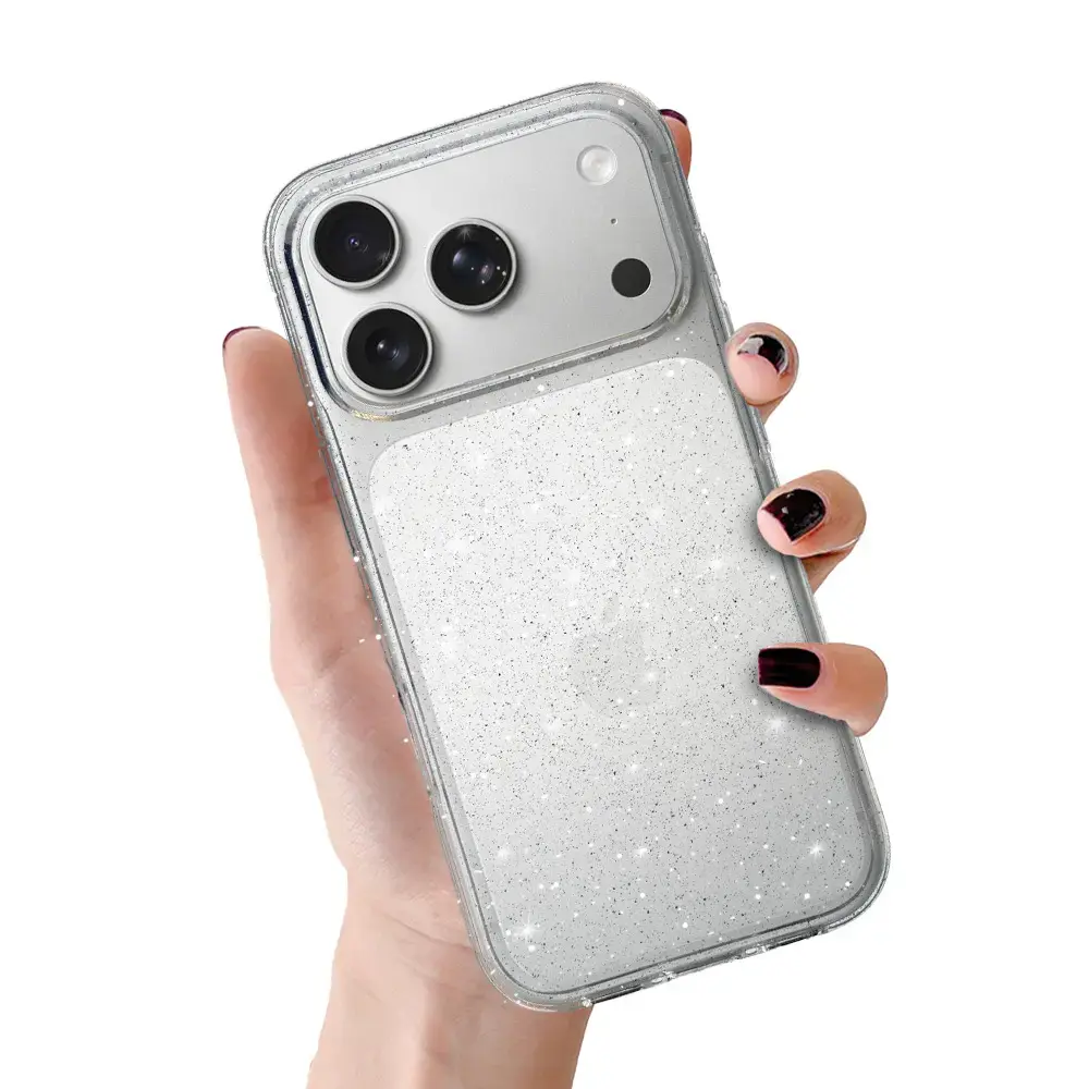 Crystal Glitter maciņš telefonam iPhone 17 Pro sudraba krāsā