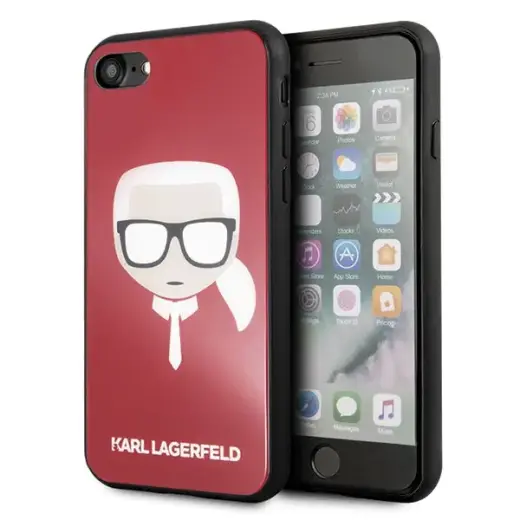 Karl Lagerfeld KLHCI8DLHRE iPhone 7|8 SE 2020 | SE 2022 czerwony|red Iconic Glitter Karl`s Head