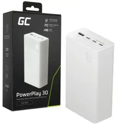GreenCell PowerPlay 30 ārējais akumulators (powerbank) | 30 000 mAh | balts