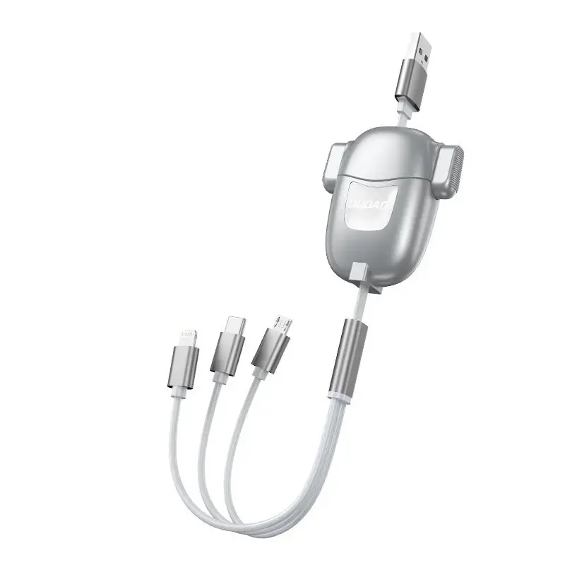 Dudao L8Pro 3-in-1 data transfer and charging cable | USB-A to Micro USB, USB-C, Lightning | 15W | 0.25m-1.1m | gray