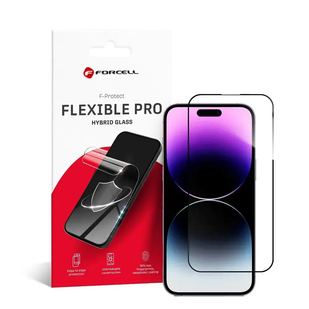 Forcell Flexible 5D Hybrid glass aizsargstikls telefona ekrānam iPhone 14 Pro Max