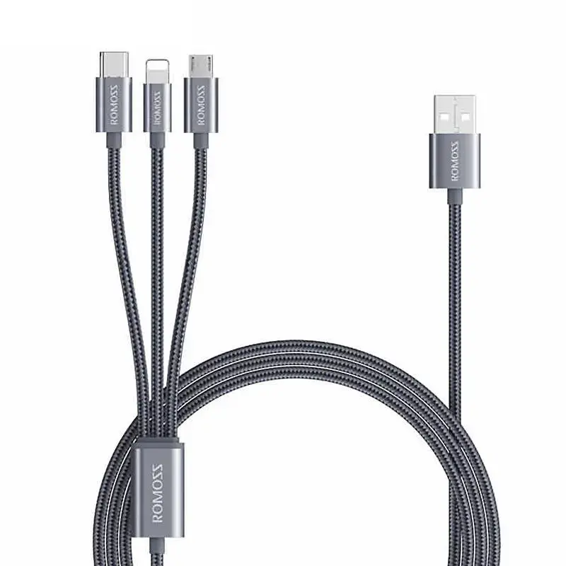Romoss CB25A 3in1 USB-C | Lightning | Micro 3A USB cable 1m (gray)