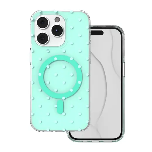 Bubble Dots Mag telefoni ümbris MagSafe toega iPhone 14 Pro roheline