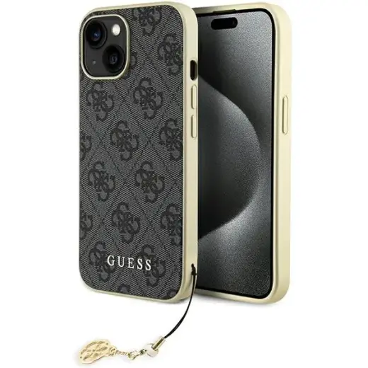 Guess GUHCP15SGF4GGR 4G Charms Collection phone case for iPhone 15 gray