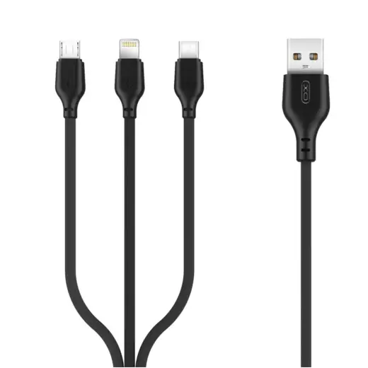 XO NB103 3-in-1 провод для передачи данных и зарядки | USB-A на Lightning | 10.5W | 1m | черный