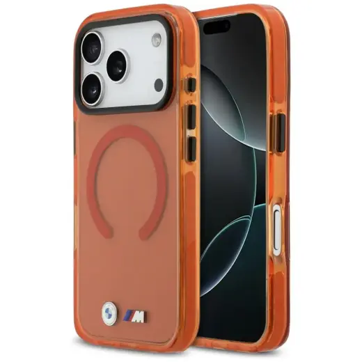 BMW M IML Shockproof Metal Logos MagSafe toega telefoni ümbris iPhone 17 Pro oranž