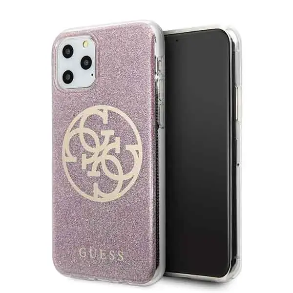 Guess 4G Circle Glitter maciņš telefonam iPhone 11 Pro rozā