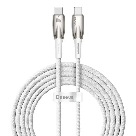 Baseus Glimmer Series data transfer and charging cable | USB-C to USB-C | 100W | 2m | white