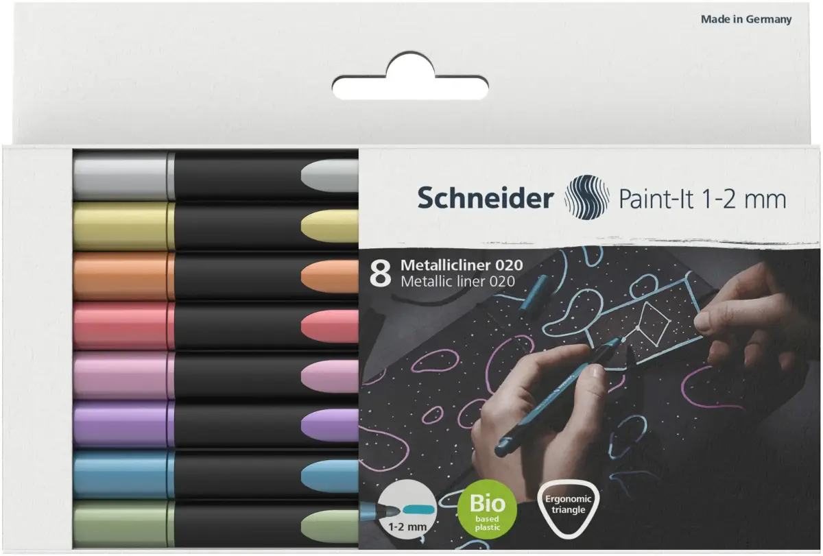 Laineri SCHNEIDER Paint - it, 8 metāliskas krāsas iepakojumā