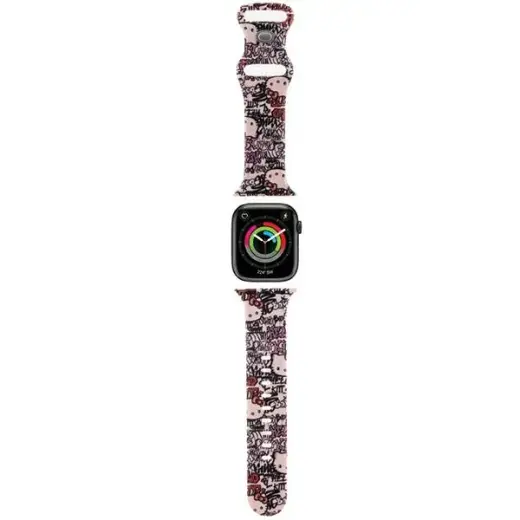 Hello Kitty Tags Graffiti nutikella rihm Apple Watch (38/40/41 mm) jaoks | silikoonist | roosa