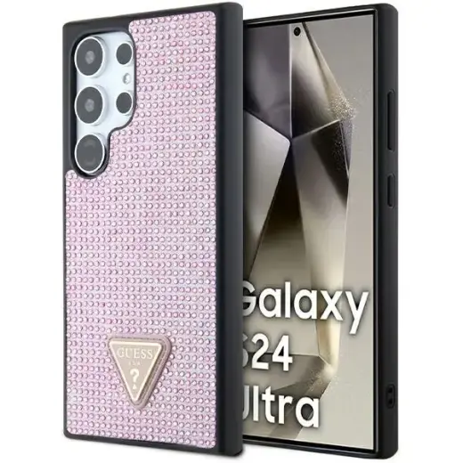 Guess GUHCS24LHDGPPP S24 Ultra S928 różowy|pink hardcase Rhinestone Triangle