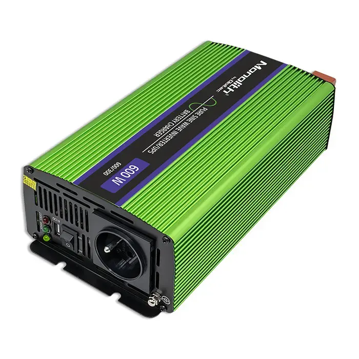 Qoltec Pure Sine Wave Inverter Monolith | battery charger | UPS | 300W | 600W |  12V to 230V