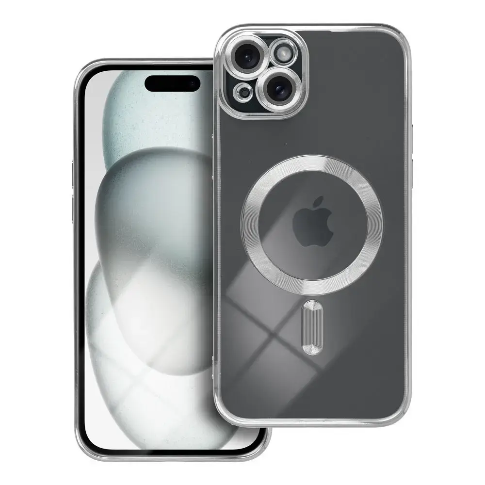 Case for iPhone 15 PLUS Electro Mag Cover compatible with MagSafe silver